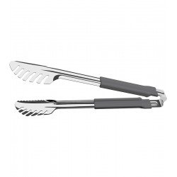 Pegador 28cm Utilitá Em Aço Inox Tramontina Com Cabo Emborrachado Cinza